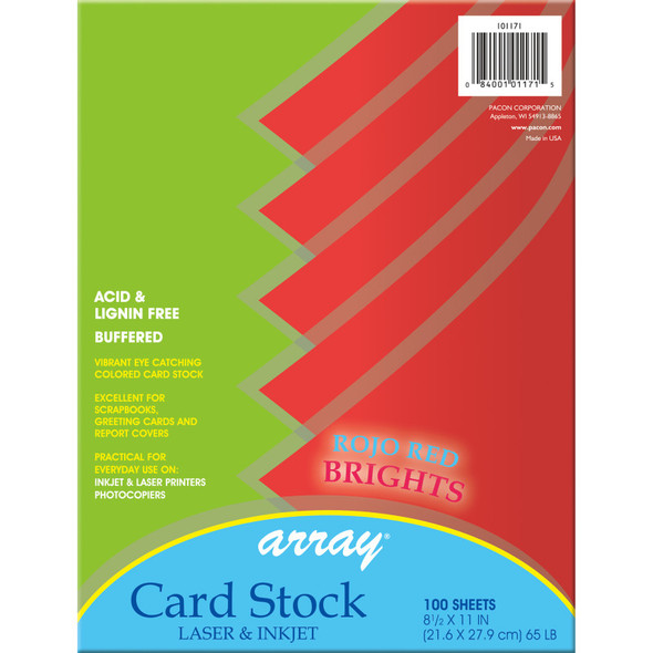 Card Stock, Rojo Red, 8-1/2" x 11", 100 Sheets Card Stock, Rojo Red, 8-1/2" x 11", 100 Sheets
