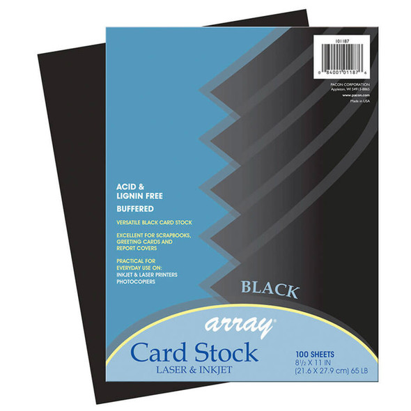 Card Stock, Classic Black, 8-1/2" x 11", 100 Sheets Card Stock, Classic Black, 8-1/2" x 11", 100 Sheets