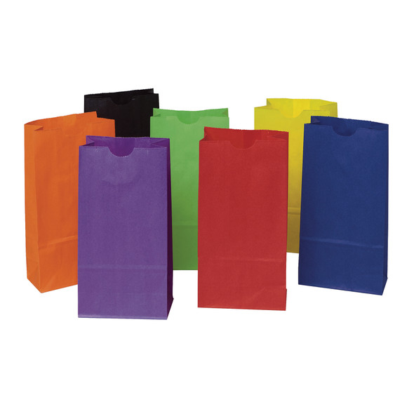 Mini Kraft Bag, Assorted Bright Colors, 4-1/8" x 2-5/8" x 8", 28 Per Pack, 3 Packs