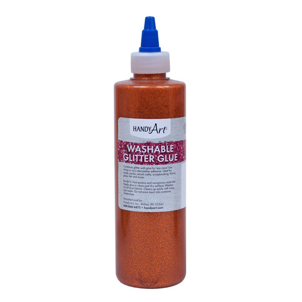 Washable Glitter Glue, 8 oz., Orange Washable Glitter Glue, 8 oz., Orange