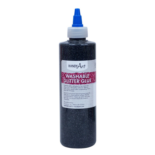 Washable Glitter Glue, 8 oz., Black Washable Glitter Glue, 8 oz., Black