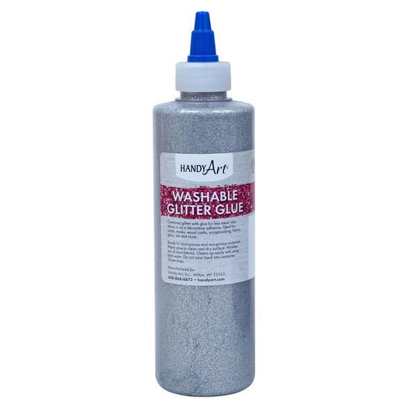 Washable Glitter Glue, 8 oz., Silver Washable Glitter Glue, 8 oz., Silver