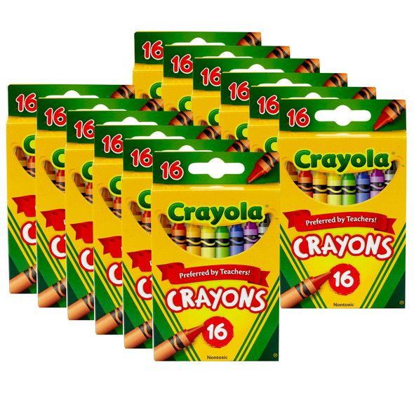Crayola Crayons, Reg Size, 16 Per Box, 12 Boxes