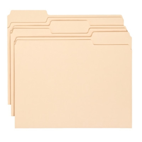 File Folders, 1/3-Cut Tab, Letter, Manila, Box of 100