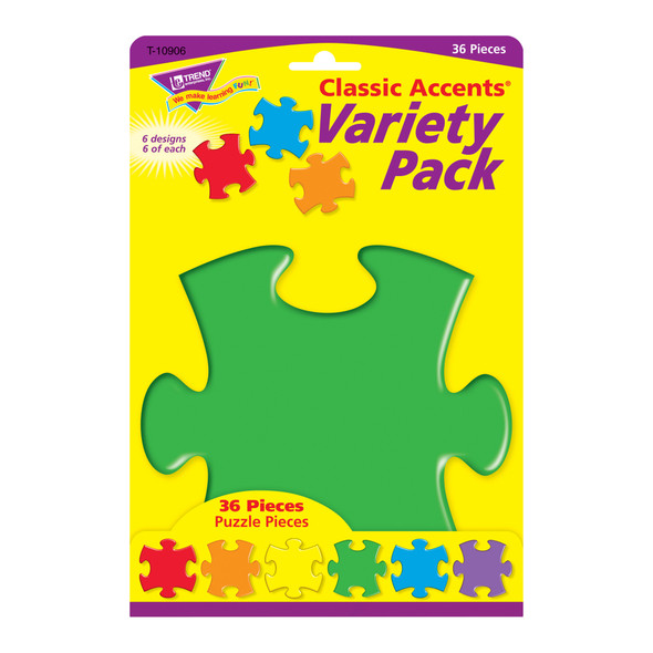 Puzzle Pieces Classic Accents® Variety Pack, 36 Per Pack, 3 Packs