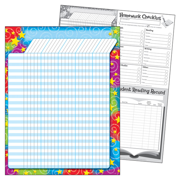 Stars 'n Swirls Incentive Chart, 17" x 22", Pack of 6