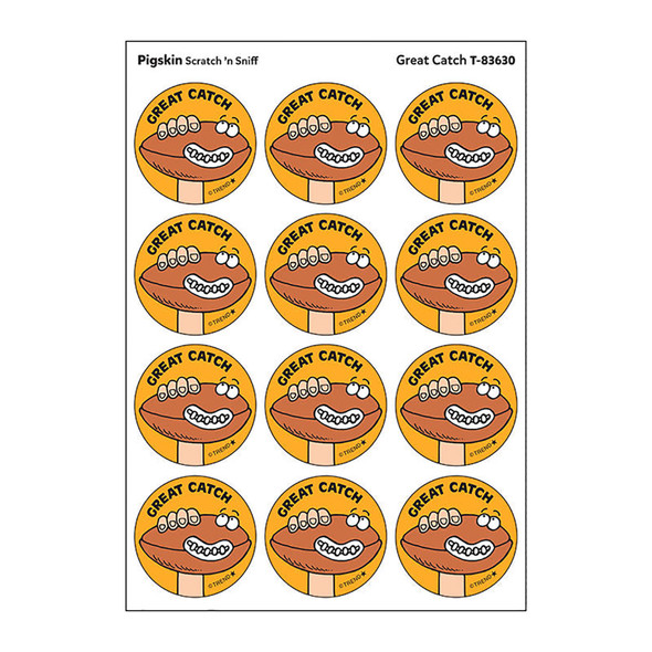 Great Catch/Pigskin Scent Retro Scratch 'n Sniff Stinky Stickers®, 24 Per Pack, 6 Packs