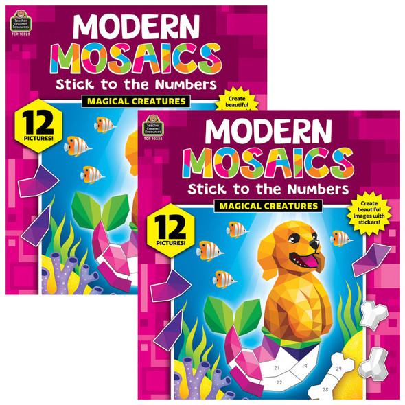 Magical Creatures Modern Mosaics Stick to the Numbers Activity Book, Pack of 2 Magical Creatures Modern Mosaics Stick to the Numbers Activity Book, Pack of 2