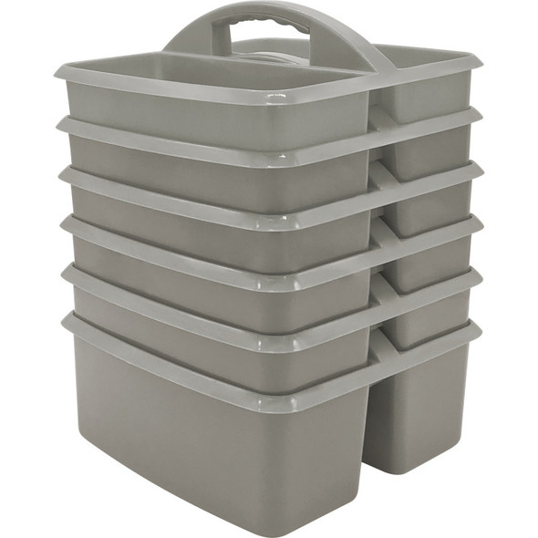 Gray Plastic Storage Caddy, Pack of 6