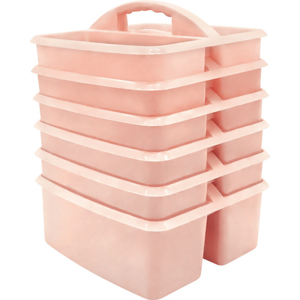 Blush Plastic Storage Caddy, Pack of 6