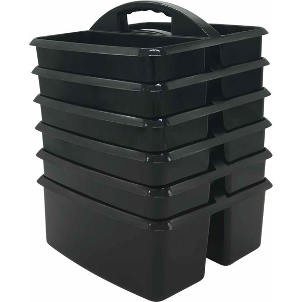 Plastic Storage Caddy, Black, Pack of 6 Plastic Storage Caddy, Black, Pack of 6