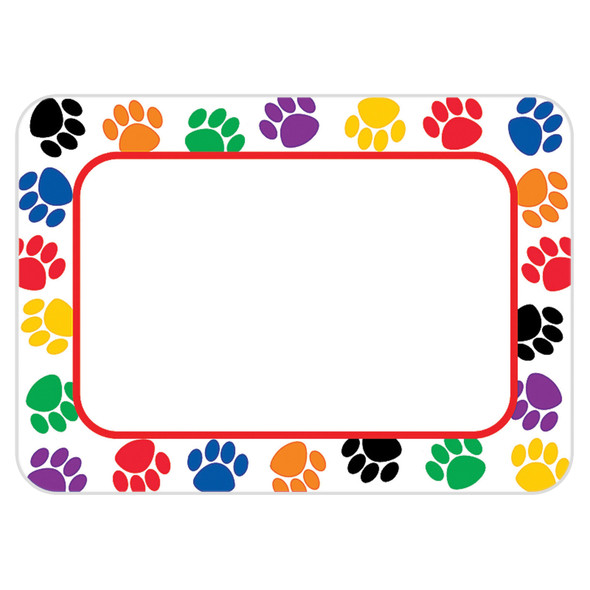 Colorful Paw Prints Name Tags, 36 Per Pack, 6 Packs