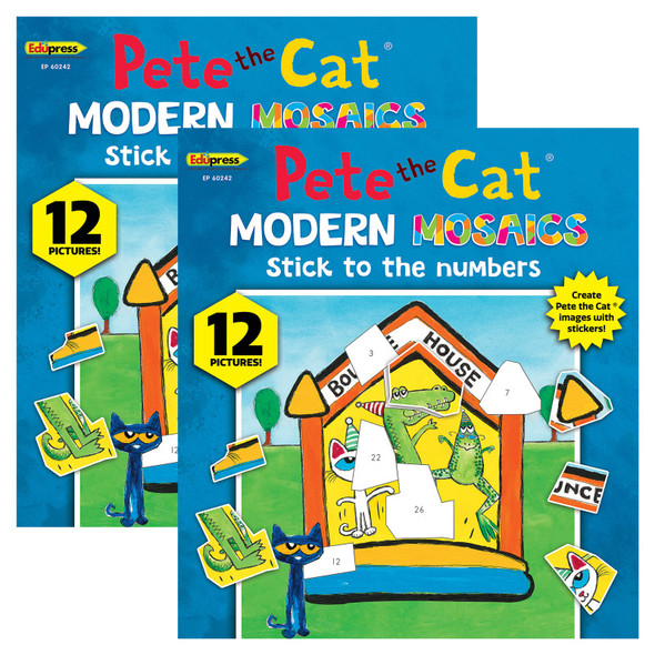 Pete The Cat Modern Mosaics Stick to the Numbers Activity Book, Pack of 2