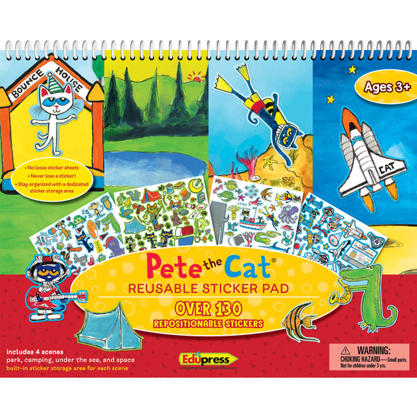 Pete The Cat Reusable Sticker Pad, Pack of 3 Pete The Cat Reusable Sticker Pad, Pack of 3