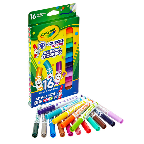 Crayola Pip-Squeaks Skinnies Markers, Fine Tip, 16 colors per box, Set of 4 boxes