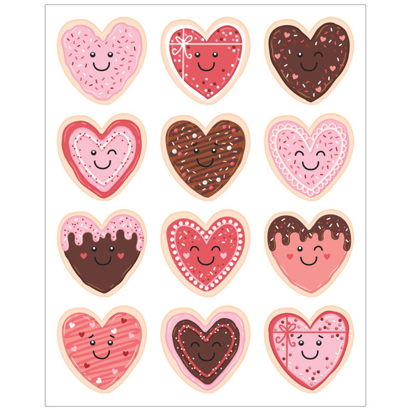 Frosted Heart Cookies Stickers, Pack of 72