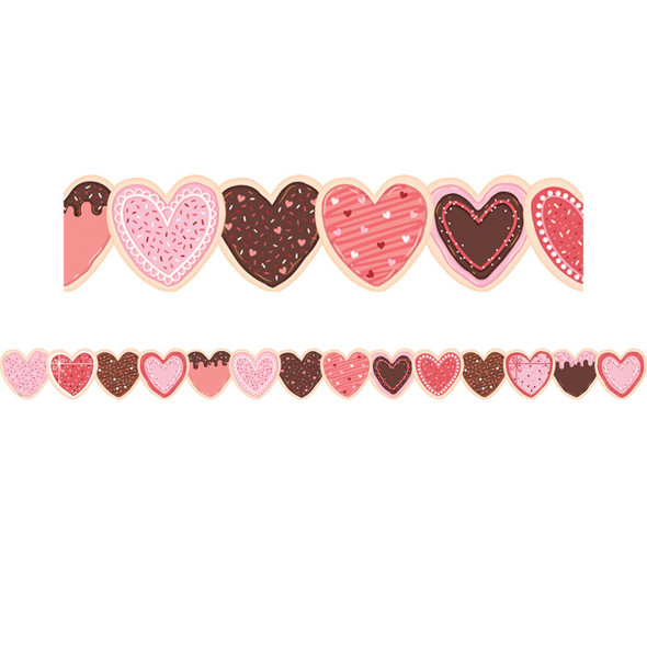 Frosted Heart Cookies Die-Cut Border Trim, 35 Feet