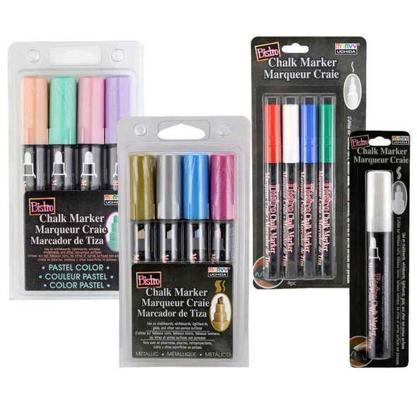 Bistro Chalk Markers, Chisel, Fine & Broad Tip, 13 Color Set Bistro Chalk Markers, Chisel, Fine & Broad Tip, 13 Color Set