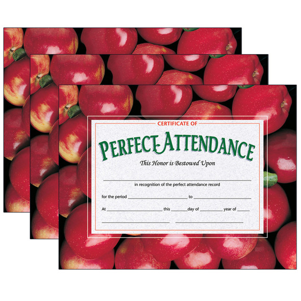 Certificate of Perfect Attendance, 30 Per Pack, 3 Packs H-VA513-3