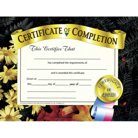 Certificate of Completion, 8.5" x 11", Pack of 30 H-VA524