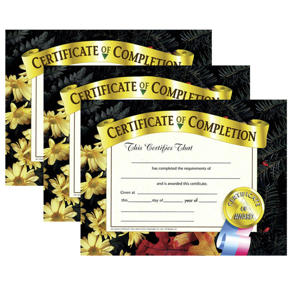 Certificate of Completion, 8.5" x 11", 30 Per Pack, 3 Packs H-VA524-3