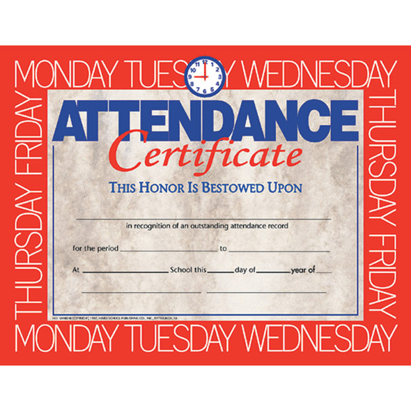 Attendance Certificate, 8.5" x 11", Pack of 30 H-VA580