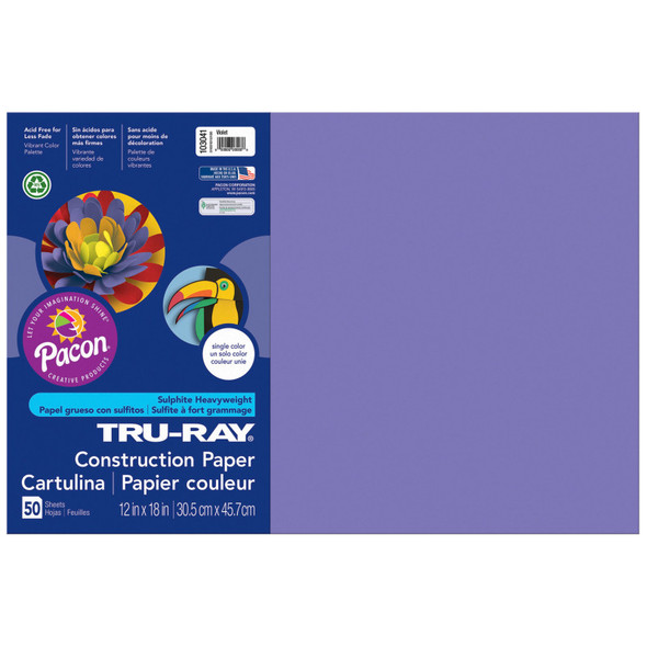 Construction Paper, Heavyweight, Violet, 12" x 18", 50 Sheets