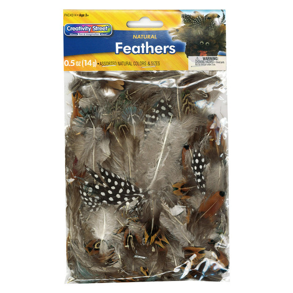 Natural Feathers, Natural Assorted Colors, Assorted Sizes, 1/2 oz. PACAC4514