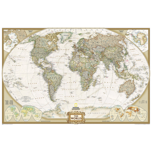 World Executive Map, Enlarged and Laminated, 73" x 48"