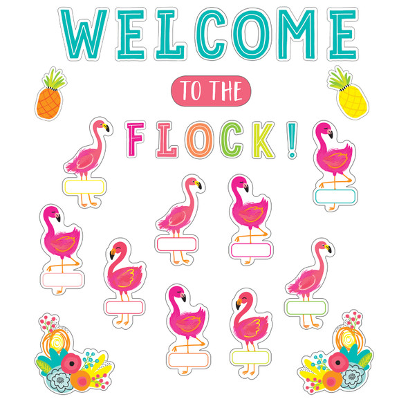 Simply Stylish Tropical Welcome to the Flock Bulletin Board Set, 54 Pieces