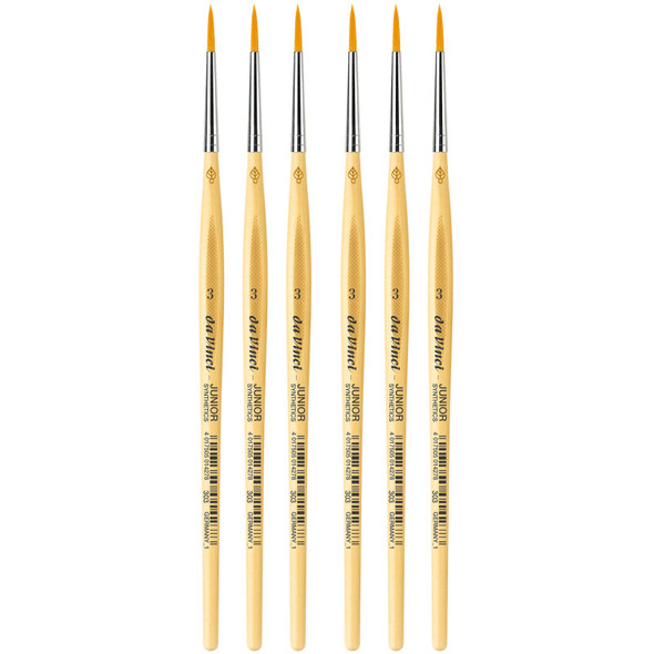 JUNIOR Synthetics Student Brush, Synthetic, Tempera, Round, Series 303, Size 3, Pack of 6