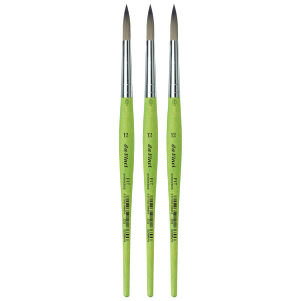 FIT Synthetics Student Brush, Synthetic, Acrylic & Tempera, Round, Series 373, Size 12, Pack of 3