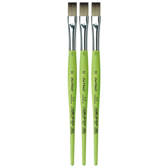 FIT Synthetics Student Brush, Synthetic, Acrylic & Tempera, Flat, Series 374, Size 12, Pack of 3