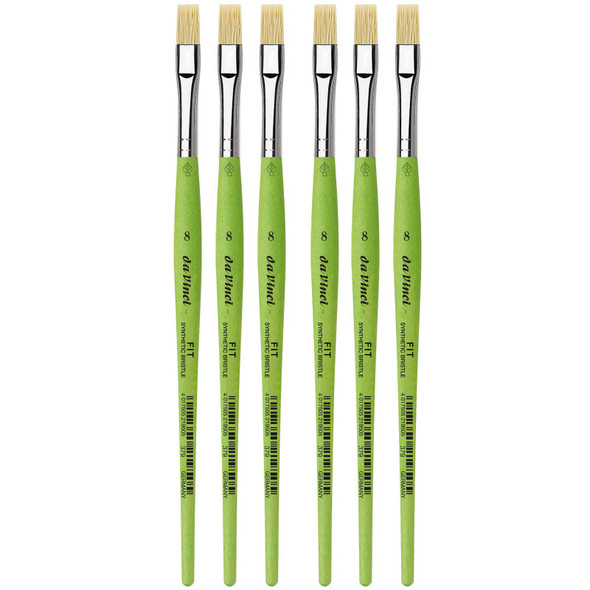 FIT Synthetics Student Brush, Synthetic, Acrylic & Oil, Flat, Series 379, Size 8, Pack of 6