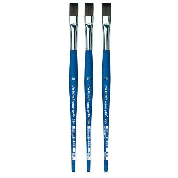 FORTE BASIC Student Brush, Synthetic, Acrylic, Flat, Series 394, Size 10, Pack of 3