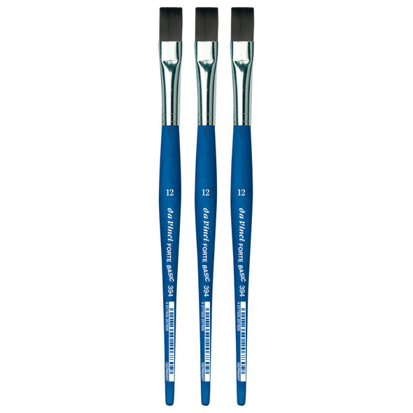 FORTE BASIC Student Brush, Synthetic, Acrylic, Flat, Series 394, Size 12, Pack of 3