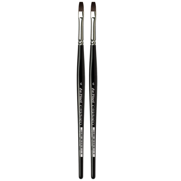 CASANEO Urban Sketching, Extra Soft Synthetic, Watercolor & Acrylic, Flat, Series 5898, Size 6, Pack of 2