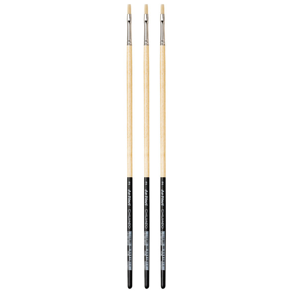 CHUNEO Synthetic Hog Bristle, Oil, Flat, Series 7129, Size 2, Pack of 3