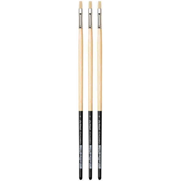CHUNEO Synthetic Hog Bristle, Oil, Flat, Series 7129, Size 4, Pack of 3