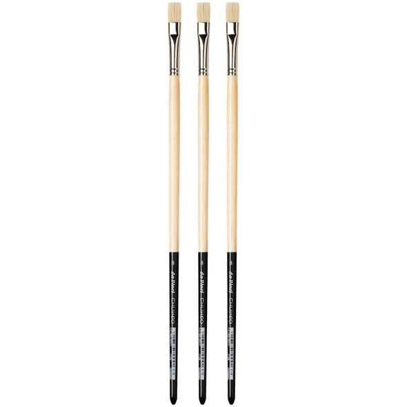 CHUNEO Synthetic Hog Bristle, Oil, Flat, Series 7129, Size 8, Pack of 3