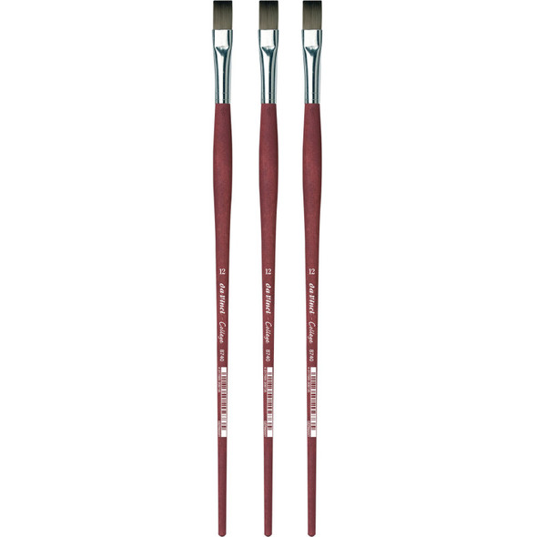 COLLEGE Student Brush, Synthetic, Acrylic & Oil, Flat, Series 8740, Size 12, Pack of 3