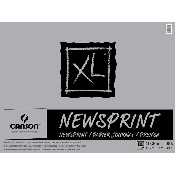 XL Series Newsprint Pad, Foldover Binding, 100 Sheet, 18x24 inch, 1 Count