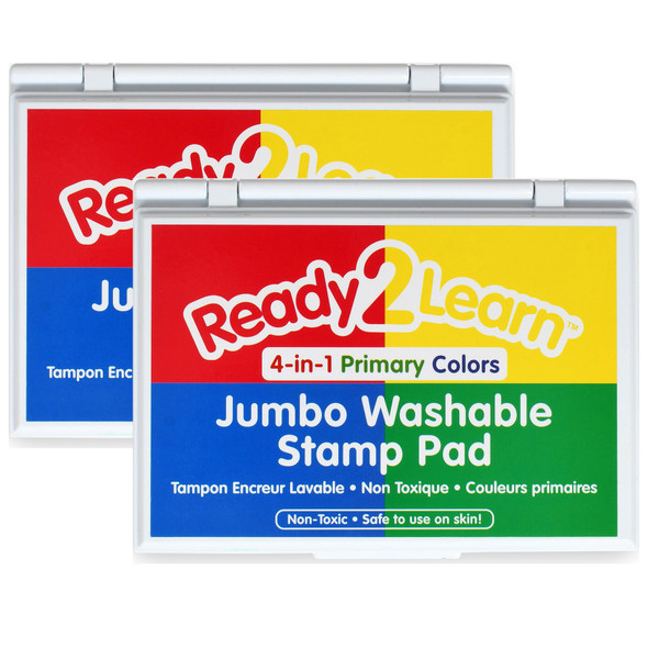 Jumbo Washable Stamp Pad - 4-in-1 Primary Colors - Pack of 2