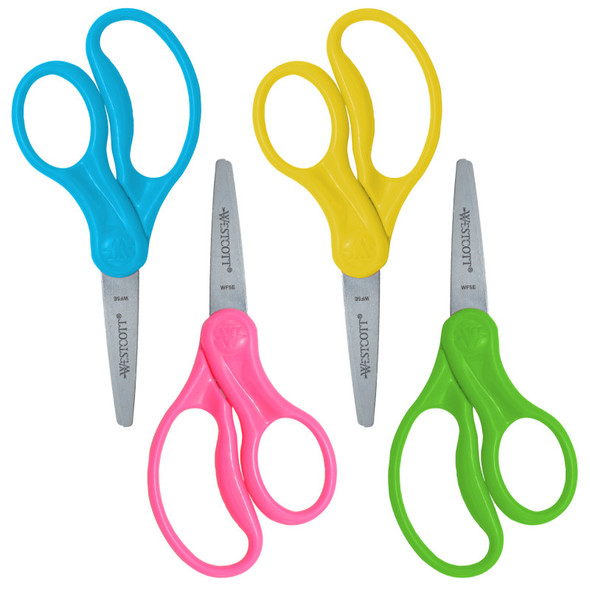 5" Hard Handle Kids Scissors, Pointed, Assorted Colors, Pack of 2 (No Color Choice)