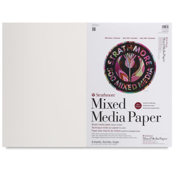 500 Series Mixed Media Paper Pack, 22" x 30", 4 Sheets 500 Series Mixed Media Paper Pack, 22" x 30", 4 Sheets
