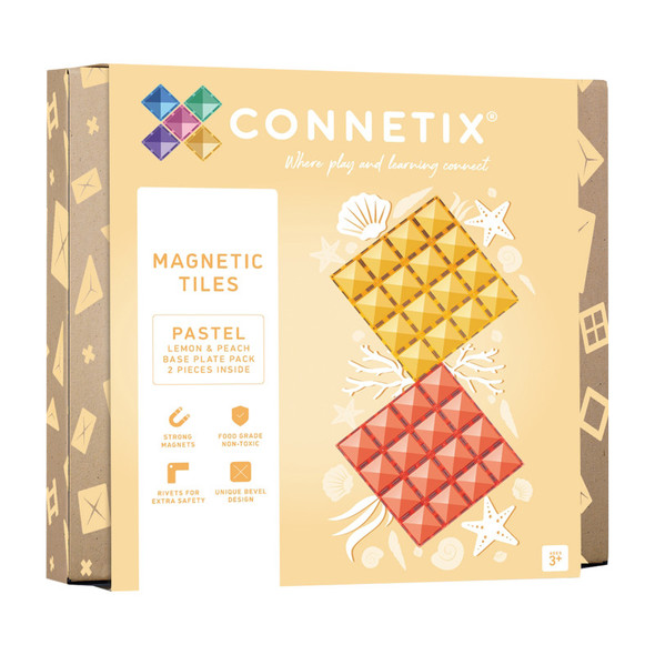 Magnetic Tiles Pastel Lemon & Peach Base Plate, 2 Pieces Magnetic Tiles Pastel Lemon & Peach Base Plate, 2 Pieces