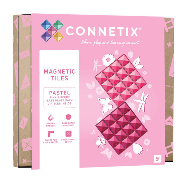 Magnetic Tiles Pastel Pink & Berry Base Plate, 2 Pieces Magnetic Tiles Pastel Pink & Berry Base Plate, 2 Pieces