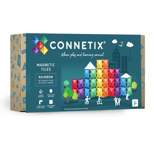 Magnetic Tiles Rainbow Rectangle Pack, 18 Pieces Magnetic Tiles Rainbow Rectangle Pack, 18 Pieces