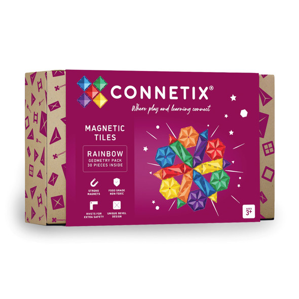 Magnetic Tiles Rainbow Geometry Pack, 30 Pieces Magnetic Tiles Rainbow Geometry Pack, 30 Pieces