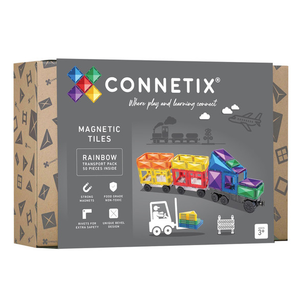 Magnetic Tiles Rainbow Transport Pack, 50 Pieces Magnetic Tiles Rainbow Transport Pack, 50 Pieces